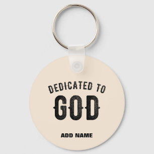 DEDICATED TO GO NATURAL CUSTOMIZABLE BLACK TEXT KEYCHAIN