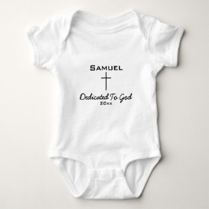 Dedicated to God, Baby Name Cross Baby Bodysuit