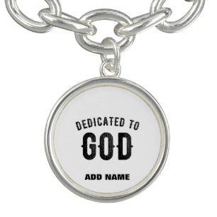 DEDICATED TO GOD COOL CUSTOMIZABLE BLACK TEXT BRACELET