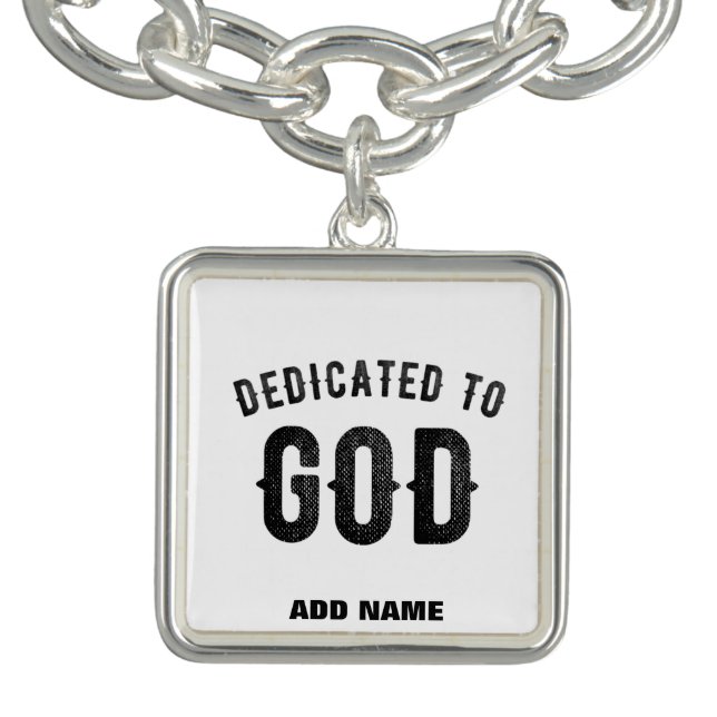 DEDICATED TO GOD COOL CUSTOMIZABLE BLACK TEXT BRACELET (Design)