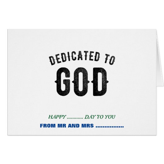 DEDICATED TO GOD COOL CUSTOMIZABLE BLACK TEXT CARDS (Front Horizontal)