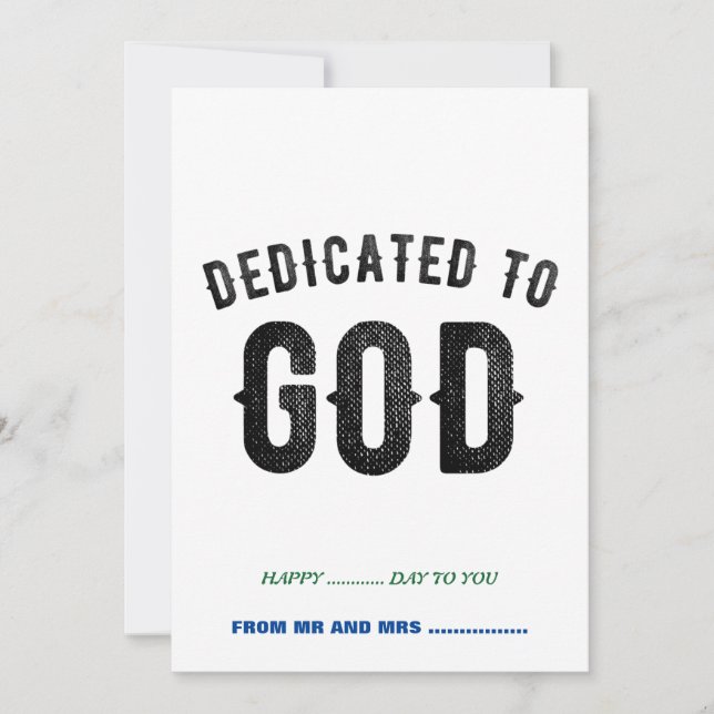 DEDICATED TO GOD COOL CUSTOMIZABLE BLACK TEXT HOLIDAY CARD (Front)