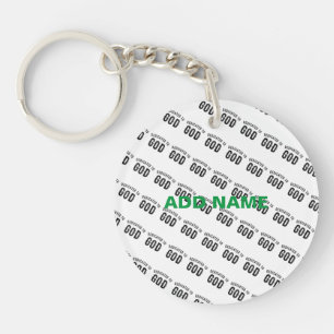 DEDICATED TO GOD COOL CUSTOMIZABLE BLACK TEXT KEYCHAIN