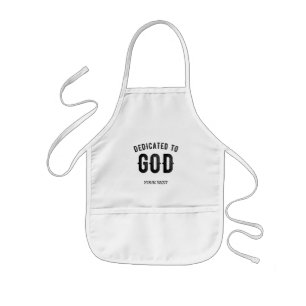 DEDICATED TO GOD COOL CUSTOMIZABLE BLACK TEXT KIDS' APRON