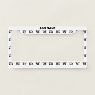DEDICATED TO GOD COOL CUSTOMIZABLE BLACK TEXT LICENSE PLATE FRAME