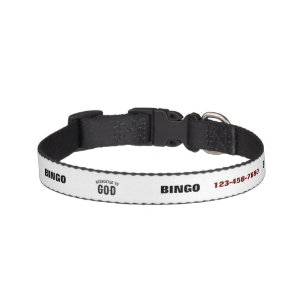 DEDICATED TO GOD COOL CUSTOMIZABLE BLACK TEXT PET COLLAR