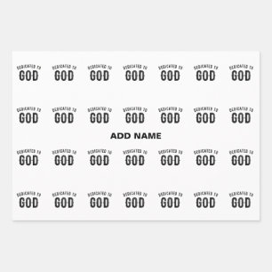 DEDICATED TO GOD COOL CUSTOMIZABLE BLACK TEXT WRAPPING PAPER SHEETS