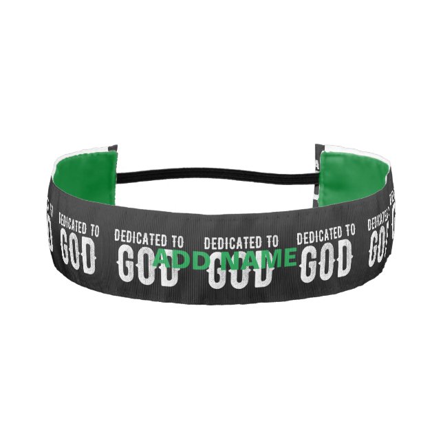 DEDICATED TO GOD COOL CUSTOMIZABLE WHITE  TEXT ATHLETIC HEADBAND (Front)