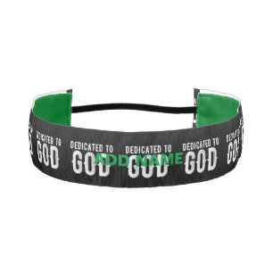 DEDICATED TO GOD COOL CUSTOMIZABLE WHITE  TEXT ATHLETIC HEADBAND