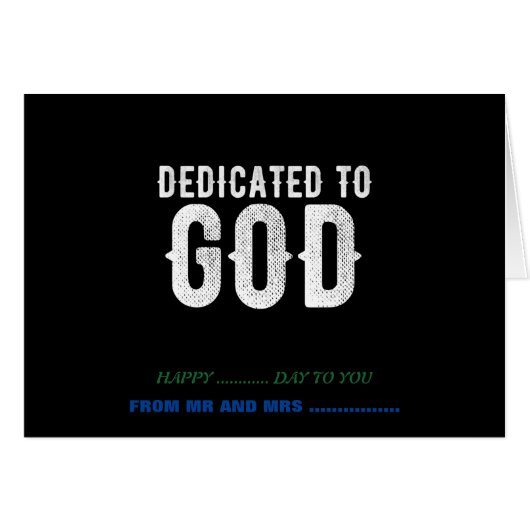 DEDICATED TO GOD COOL CUSTOMIZABLE WHITE TEXT CARDS (Front Horizontal)