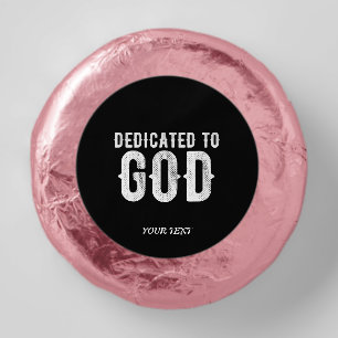 DEDICATED TO GOD COOL CUSTOMIZABLE WHITE TEXT DIPPED OREO COOKIE FAVORS