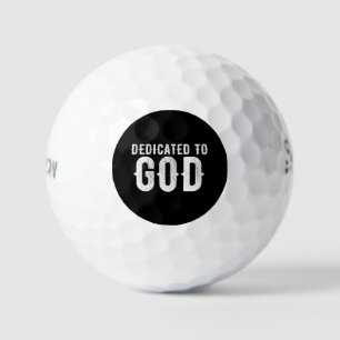 DEDICATED TO GOD COOL CUSTOMIZABLE WHITE TEXT GOLF BALLS