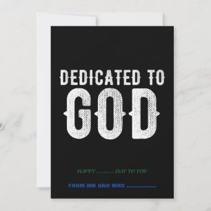 DEDICATED TO GOD COOL CUSTOMIZABLE WHITE  TEXT HOLIDAY CARD