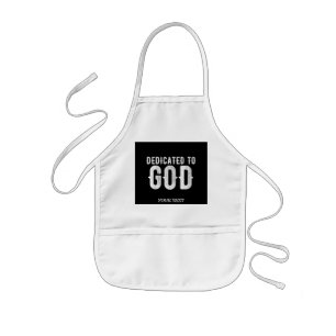 DEDICATED TO GOD COOL CUSTOMIZABLE WHITE TEXT KIDS' APRON