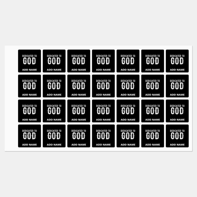 DEDICATED TO GOD COOL CUSTOMIZABLE WHITE  TEXT KIDS' LABELS (Sheet)