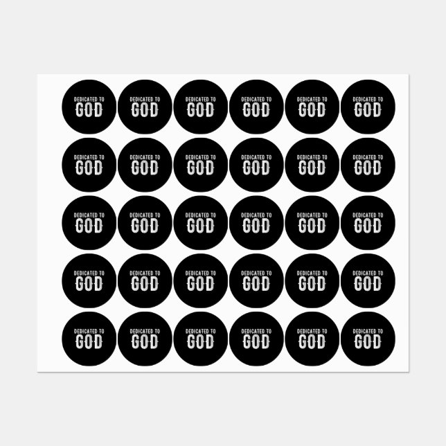 DEDICATED TO GOD COOL CUSTOMIZABLE WHITE  TEXT KIDS' LABELS (Sheet)