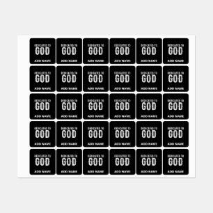 DEDICATED TO GOD COOL CUSTOMIZABLE WHITE TEXT KIDS' LABELS