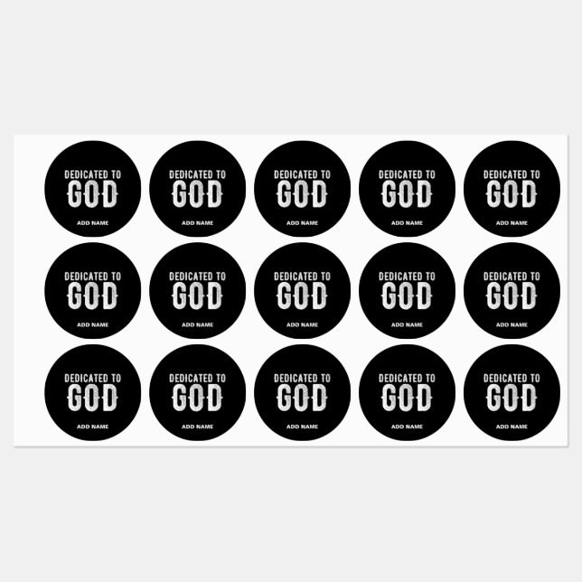 DEDICATED TO GOD COOL CUSTOMIZABLE WHITE  TEXT KIDS' LABELS (Sheet)