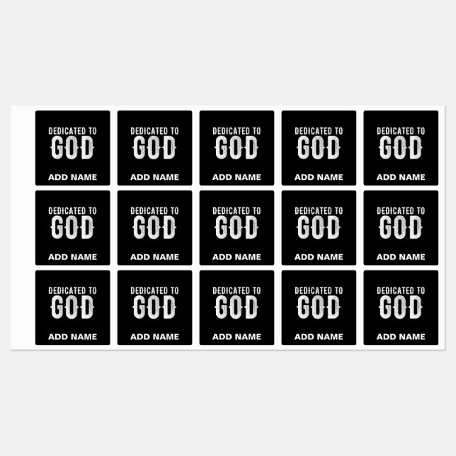 DEDICATED TO GOD COOL CUSTOMIZABLE WHITE  TEXT KIDS' LABELS (Sheet)