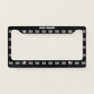 DEDICATED TO GOD COOL CUSTOMIZABLE WHITE  TEXT LICENSE PLATE FRAME