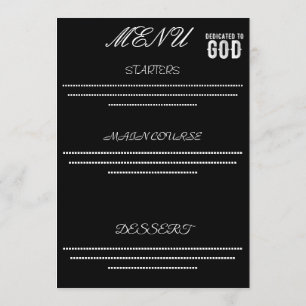 DEDICATED TO GOD COOL CUSTOMIZABLE WHITE  TEXT MENU
