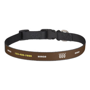 DEDICATED TO GOD COOL CUSTOMIZABLE WHITE  TEXT PET COLLAR