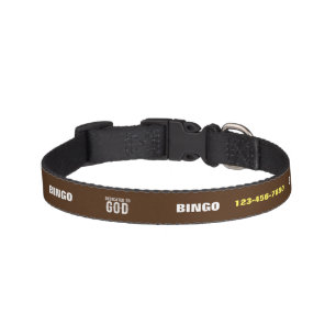 DEDICATED TO GOD COOL CUSTOMIZABLE WHITE  TEXT PET COLLAR