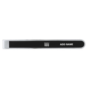DEDICATED TO GOD COOL CUSTOMIZABLE WHITE TEXT SILVER FINISH TIE BAR