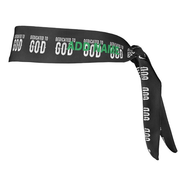 DEDICATED TO GOD COOL CUSTOMIZABLE WHITE  TEXT TIE HEADBAND (Rotate 90)