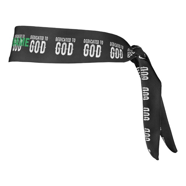 DEDICATED TO GOD COOL CUSTOMIZABLE WHITE  TEXT TIE HEADBAND (Rotate 90)