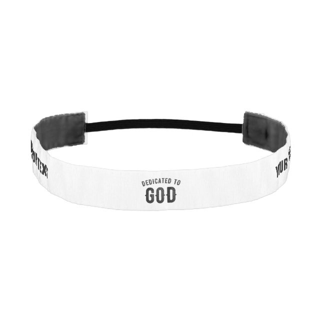 DEDICATED TO GOD CUSTOMIZABLE COOL BLACK TEXT ATHLETIC HEADBAND (Front)
