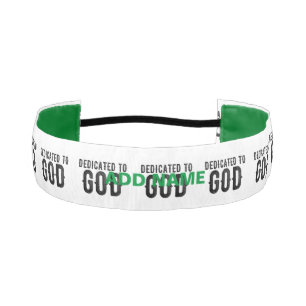DEDICATED TO GOD  CUSTOMIZABLE COOL BLACK TEXT ATHLETIC HEADBAND