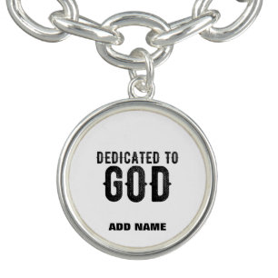 DEDICATED TO GOD  CUSTOMIZABLE COOL BLACK TEXT BRACELET