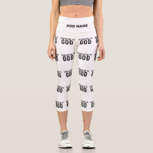DEDICATED TO GOD CUSTOMIZABLE COOL BLACK TEXT CAPRI LEGGINGS