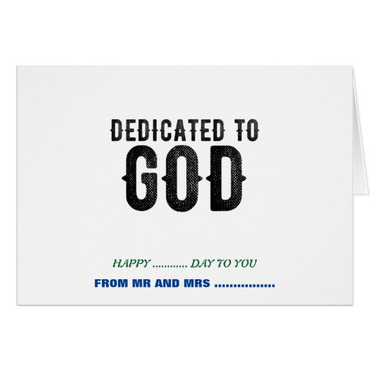 DEDICATED TO GOD CUSTOMIZABLE COOL BLACK TEXT CARDS (Front Horizontal)