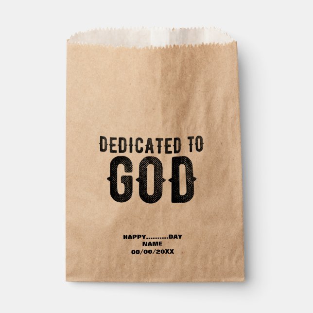 DEDICATED TO GOD  CUSTOMIZABLE COOL BLACK TEXT FAVOR BAG (Front)