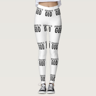 DEDICATED TO GOD CUSTOMIZABLE COOL BLACK TEXT LEGGINGS
