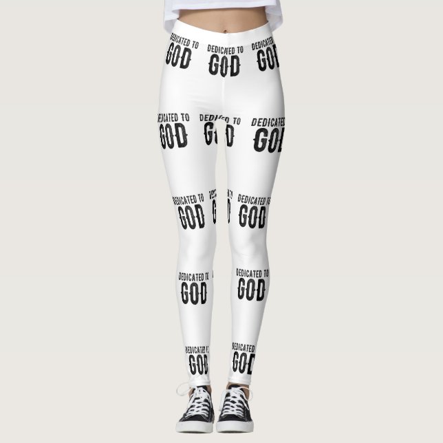 DEDICATED TO GOD  CUSTOMIZABLE COOL BLACK TEXT LEGGINGS (Front)
