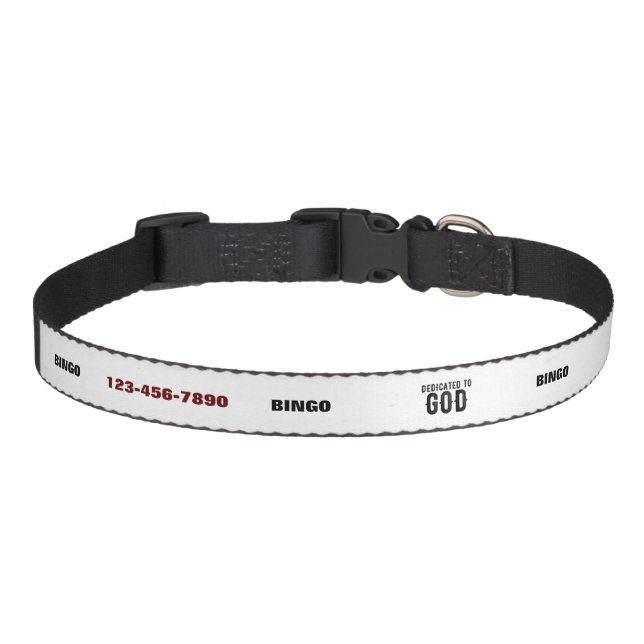 DEDICATED TO GOD  CUSTOMIZABLE COOL BLACK TEXT PET COLLAR (Front)