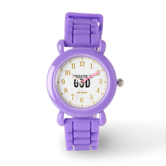 DEDICATED TO GOD  CUSTOMIZABLE COOL BLACK TEXT WATCH (Front)