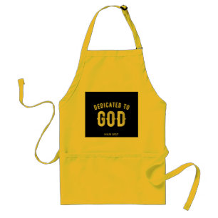 DEDICATED TO GOD CUSTOMIZABLE COOL WHITE TEXT ADULT APRON