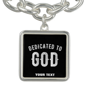 DEDICATED TO GOD CUSTOMIZABLE COOL WHITE TEXT BRACELET