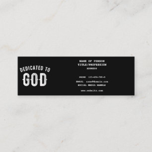 DEDICATED TO GOD CUSTOMIZABLE COOL WHITE TEXT CALLING CARD