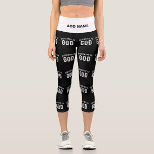 DEDICATED TO GOD CUSTOMIZABLE COOL WHITE TEXT CAPRI LEGGINGS