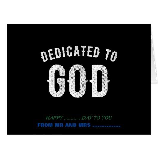 DEDICATED TO GOD CUSTOMIZABLE COOL WHITE TEXT CARDS (Front Horizontal)