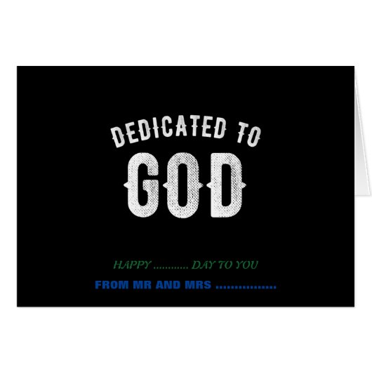 DEDICATED TO GOD CUSTOMIZABLE COOL WHITE TEXT CARDS (Front Horizontal)