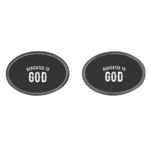 DEDICATED TO GOD CUSTOMIZABLE COOL WHITE TEXT CUFFLINKS