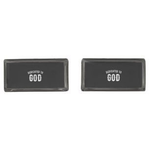 DEDICATED TO GOD CUSTOMIZABLE COOL WHITE TEXT CUFFLINKS
