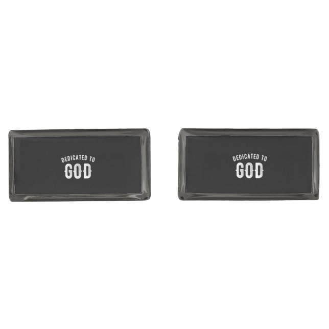 DEDICATED TO GOD CUSTOMIZABLE COOL WHITE TEXT CUFFLINKS (Front)