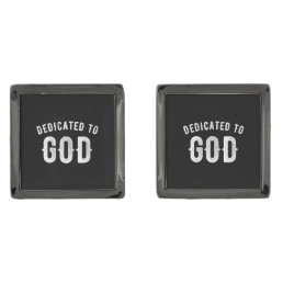 DEDICATED TO GOD CUSTOMIZABLE COOL WHITE TEXT CUFFLINKS